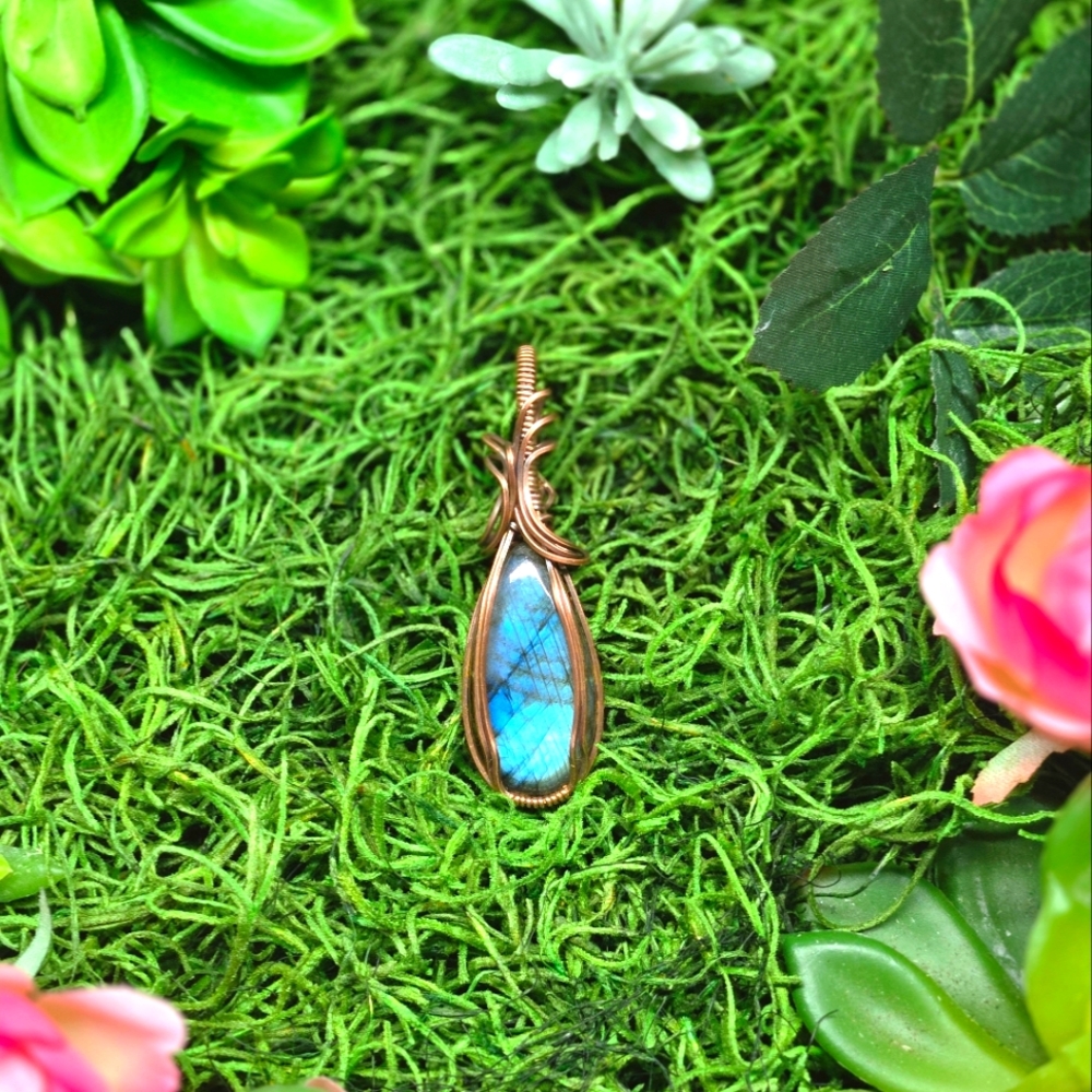 Blue Labadorite Teardrop Pendant